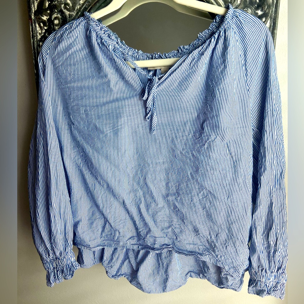 Loft Blue Striped Blouse